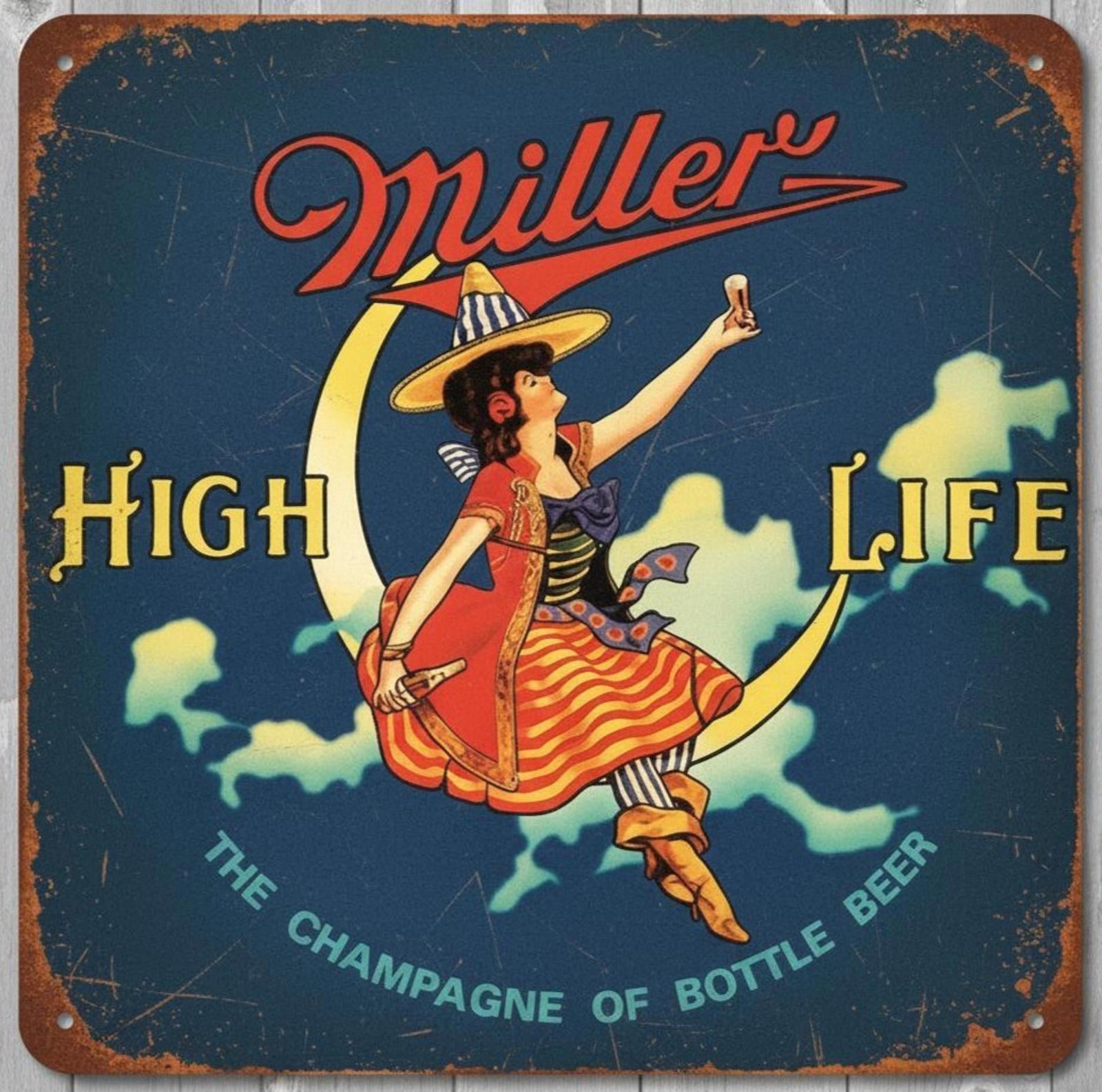 Miller High Life Beer 12 x 12 Square Vintage Novelty Metal Sign Made In USA