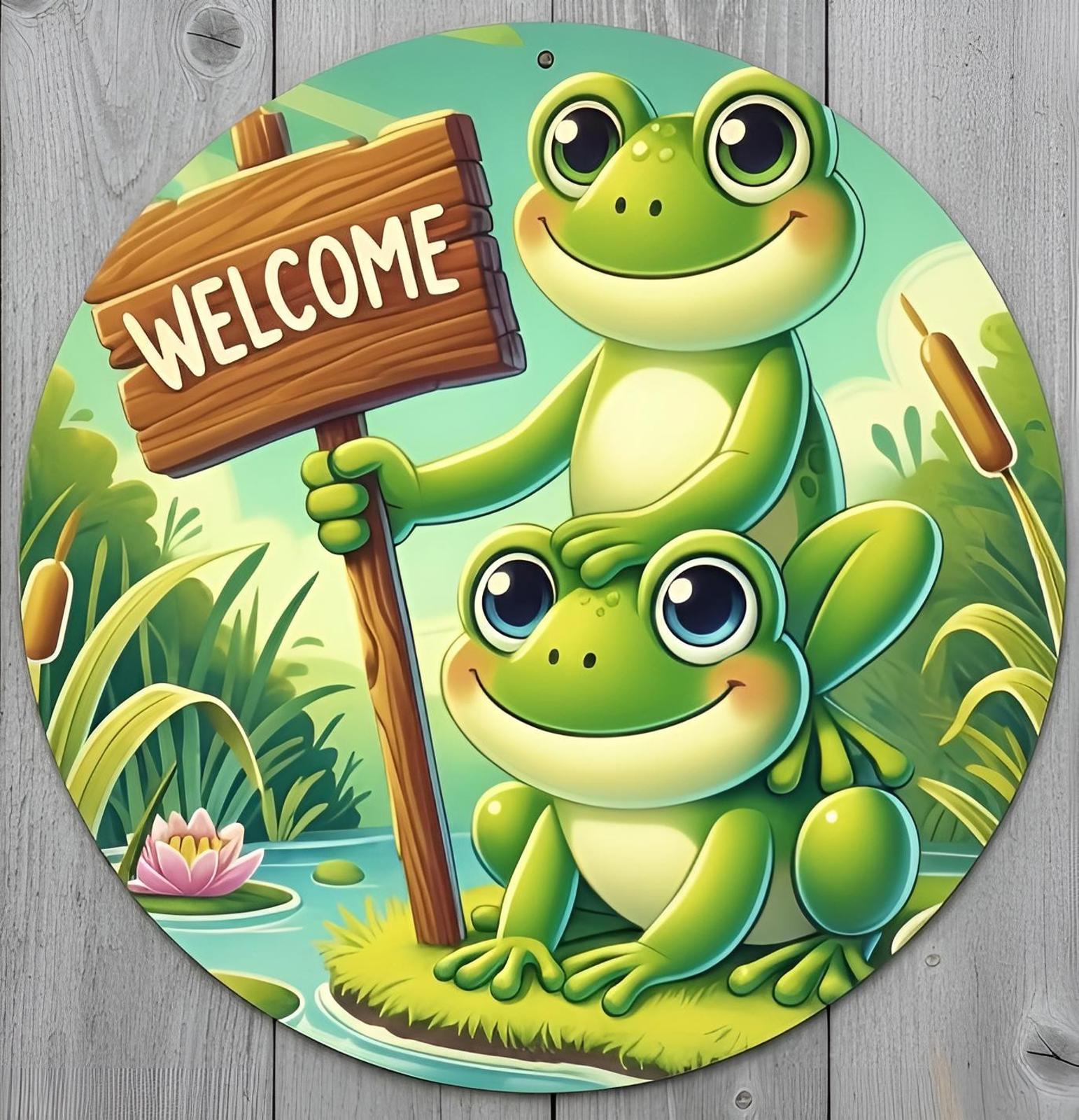 Welcome 12" Diameter Novelty Metal Sign Made In USA