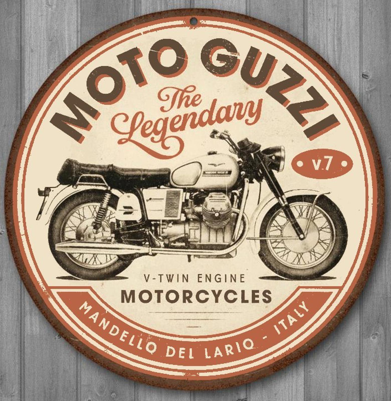 Moto Guzzi Motorcycles 8" Diameter Novelty Metal Sign Made In USA New!