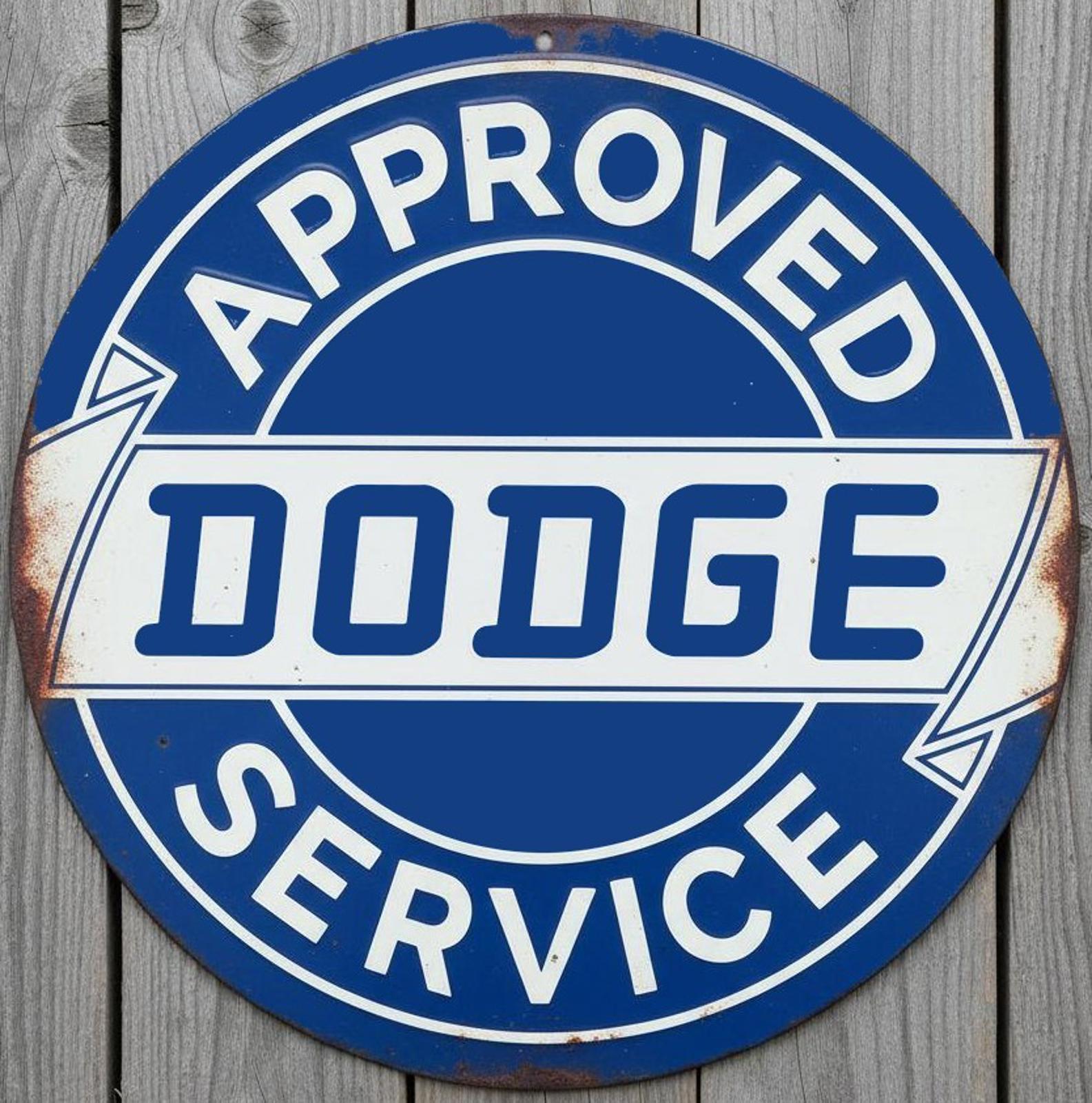 Dodge Approved Service 12" Diameter Vintage Novelty Metal Sign Made In USA