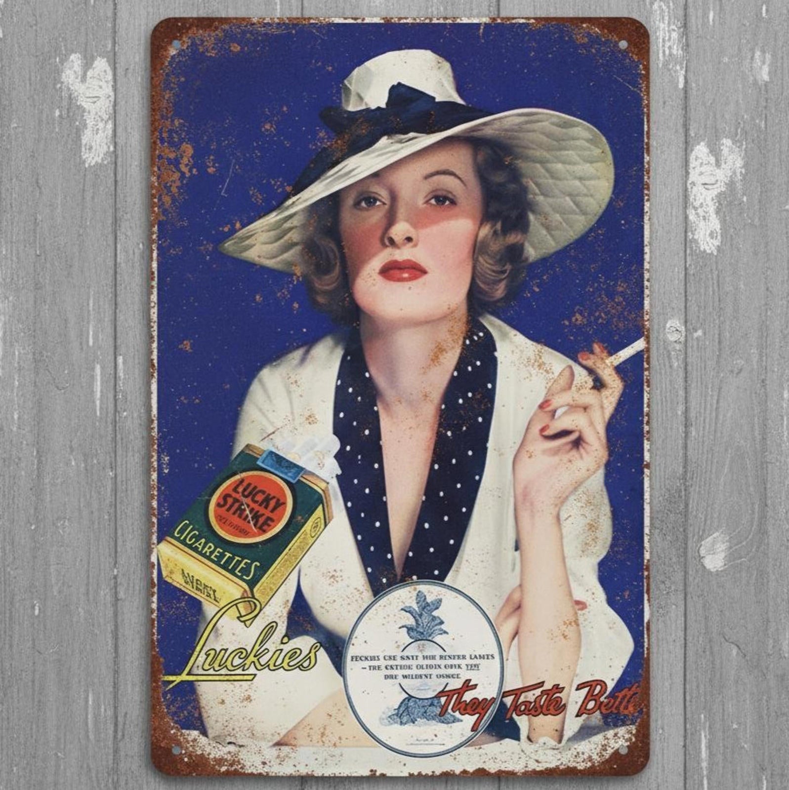 Lucky Strike Cigarettes 8 x 12 Vintage Novelty Metal Sign Made In USA New!