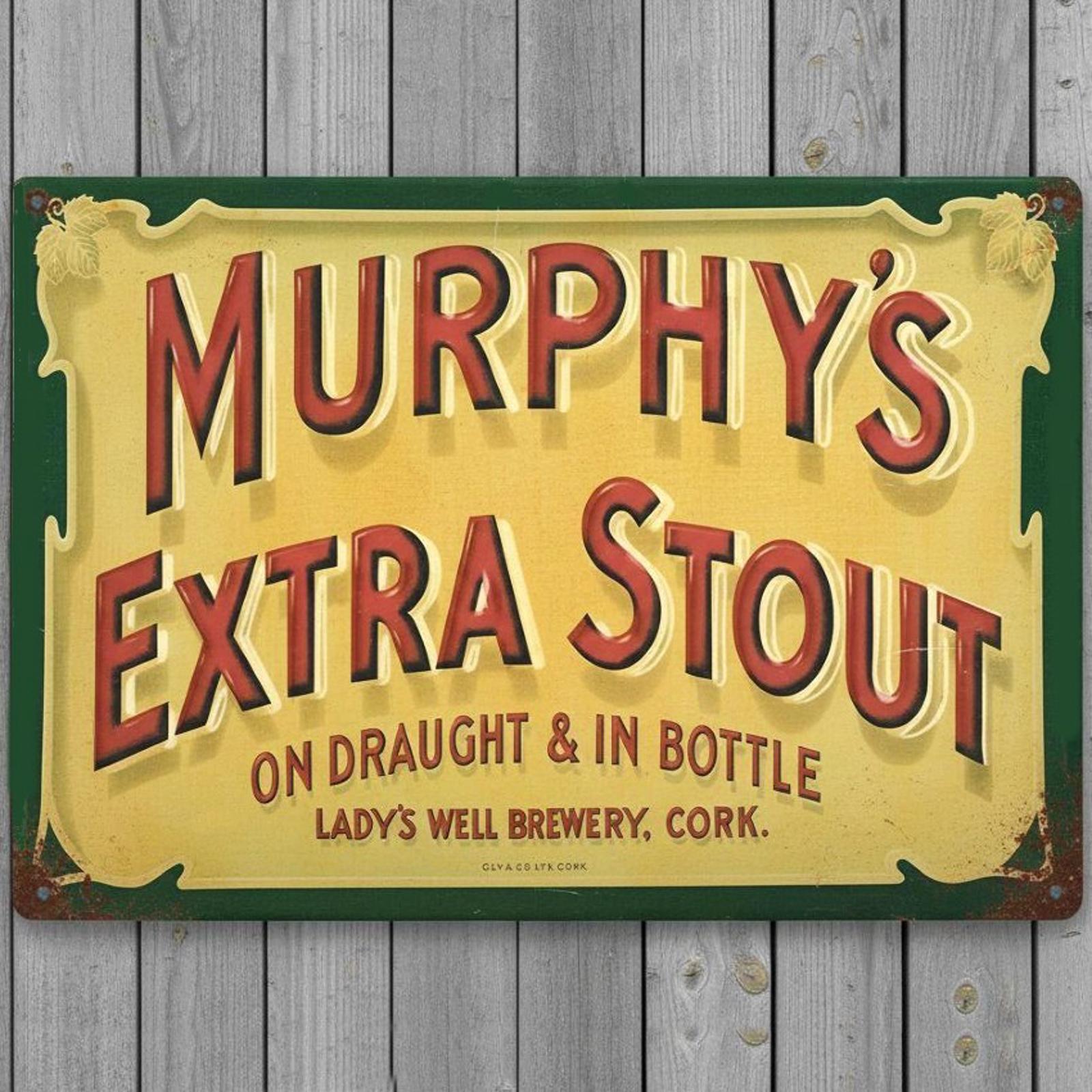 Murphy's Extra Stout On Draught 8 x 12 Novelty Vintage Metal Sign Made In USA