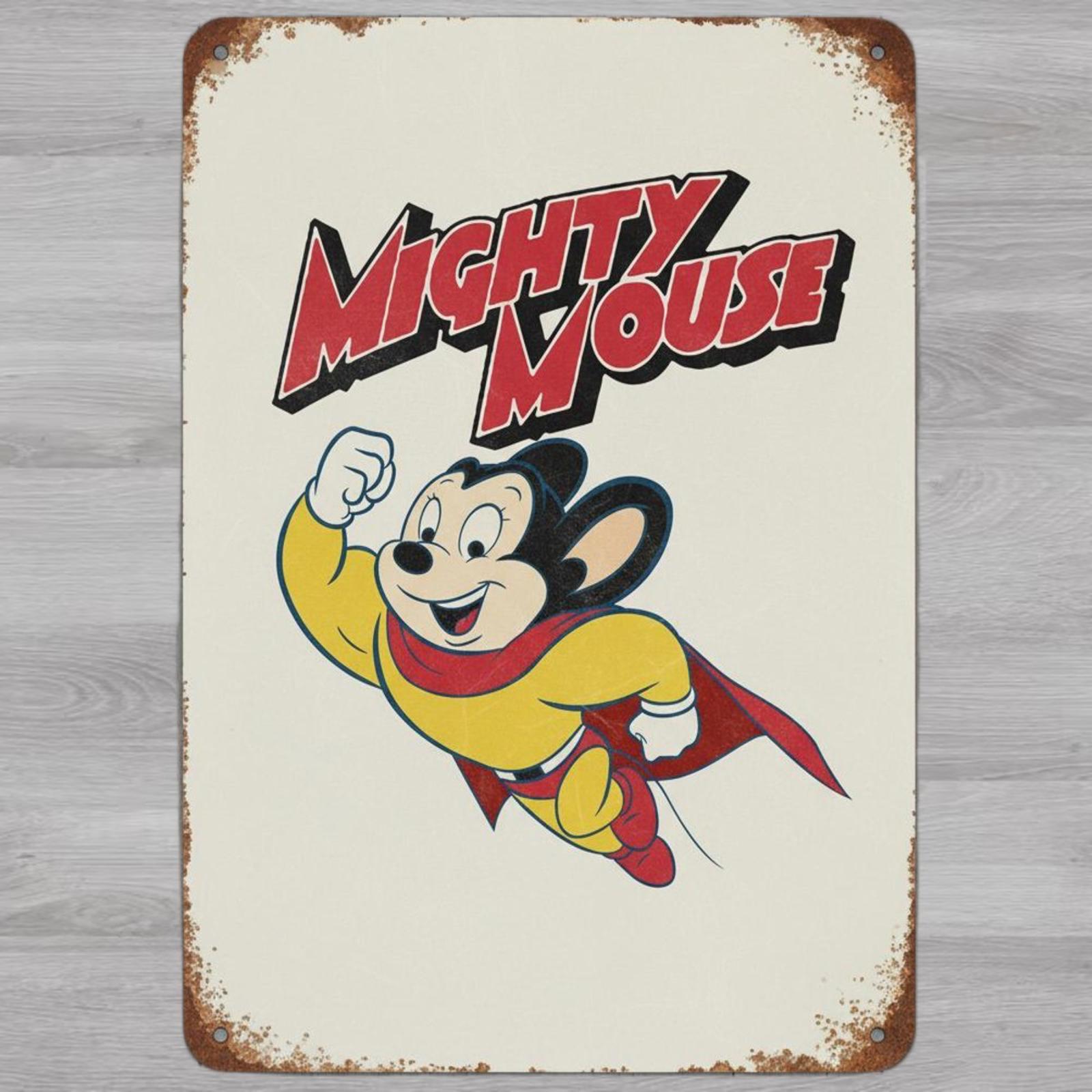 Mighty Mouse 8 x 12 Vintage Novelty Metal Sign Made In USA New!