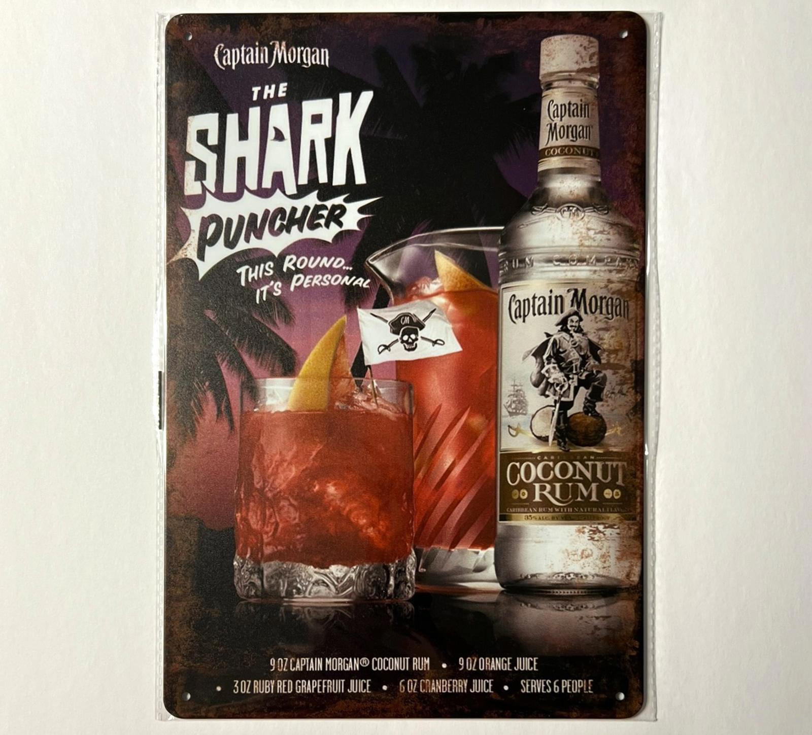 Captain Morgan Coconut Rum "The Shark" 8 x 12 Novelty Metal Sign New!