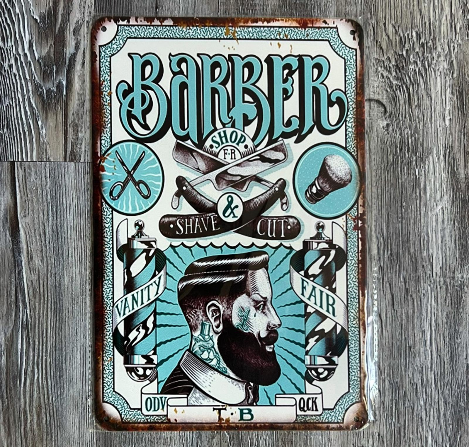 Barbershop Shave & Cut 8 x 12 Vintage Novelty Metal Sign New!