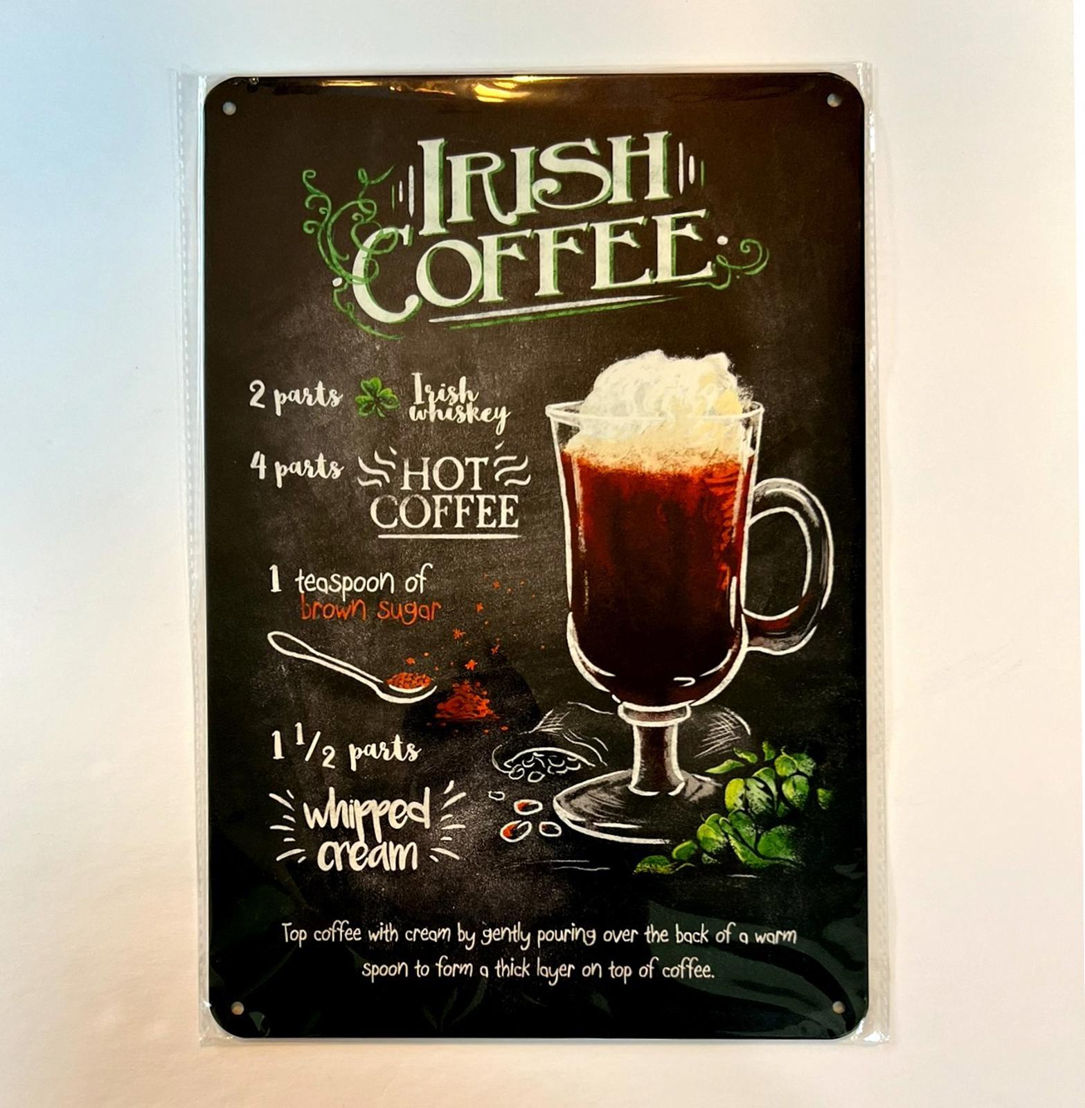 Mixed Drinks Irish Coffee 8 x 12 Novelty Metal Sign New!