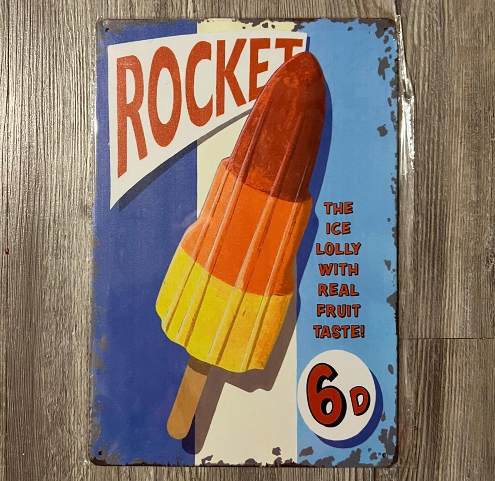 Rocket Ice Lolly Treat 8 x 12 Vintage Novelty Metal Sign New Shrink-wrapped