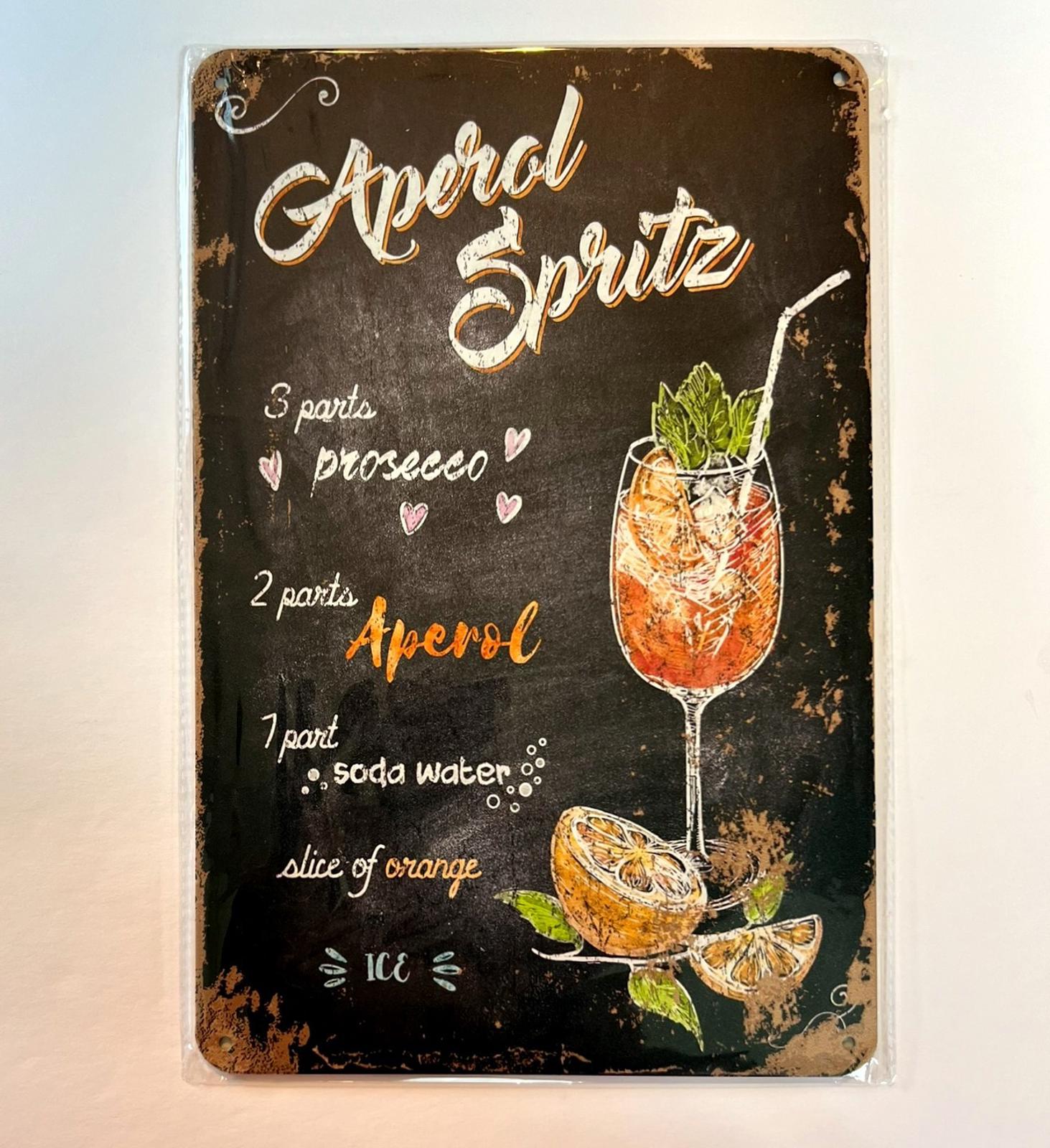 Mixed Drinks Aperol Spritz 8 x 12 Novelty Metal Sign New!