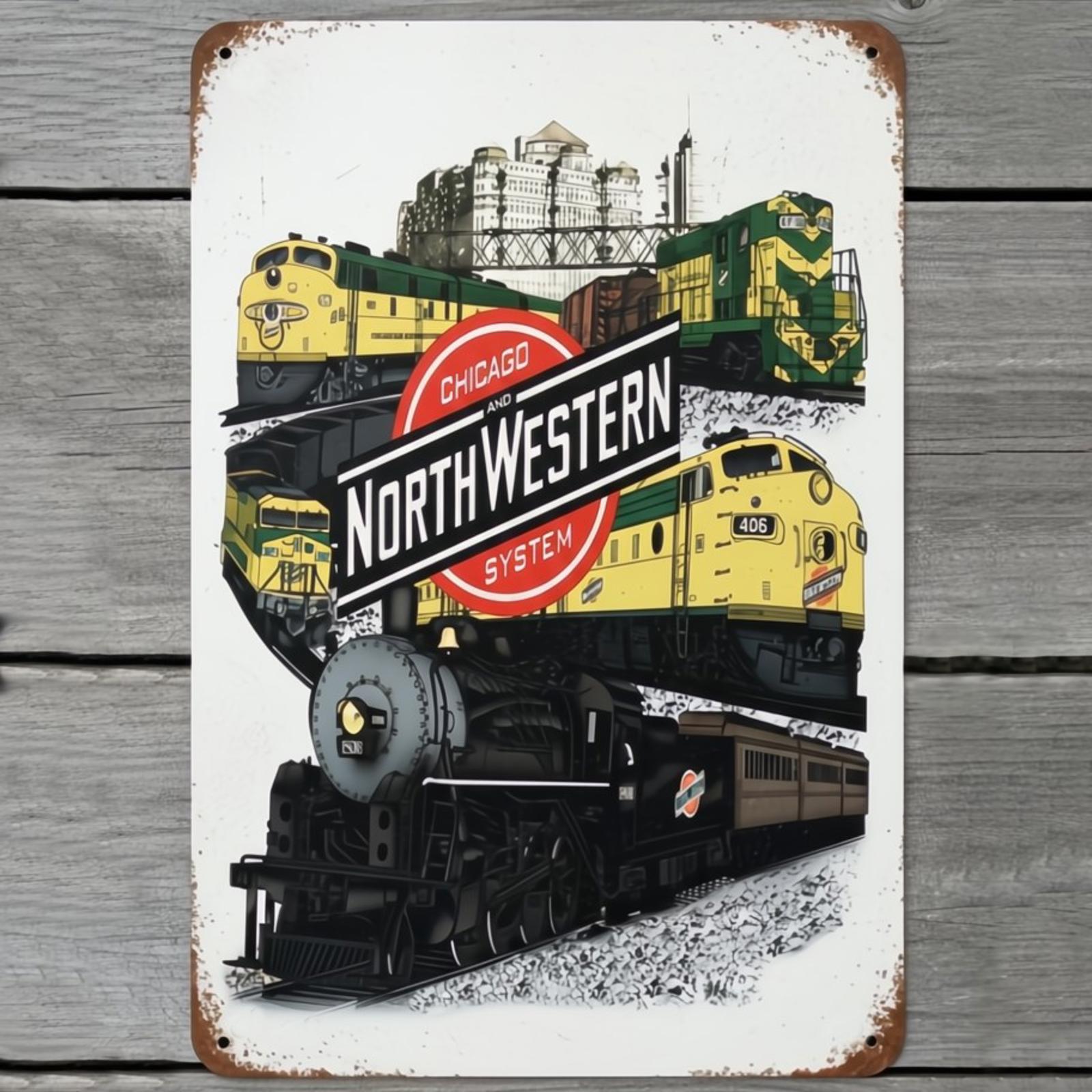 Chicago And NorthWestern Railroad 8 x 12 Vintage Novelty Metal Sign Made In USA