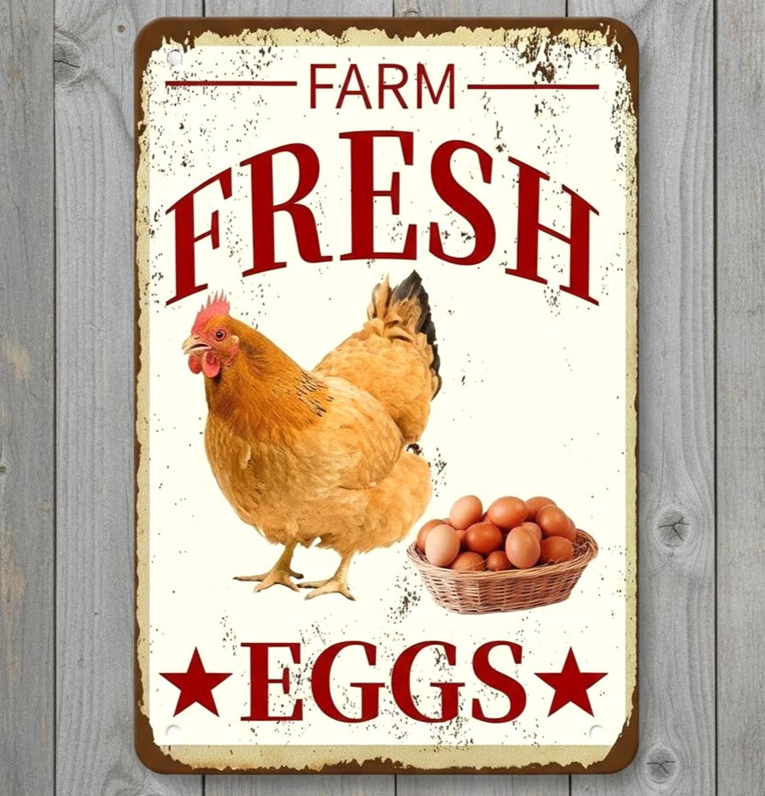 Farm Fresh Eggs 8 x 12 Vintage Novelty Metal Sign Made In USA New!