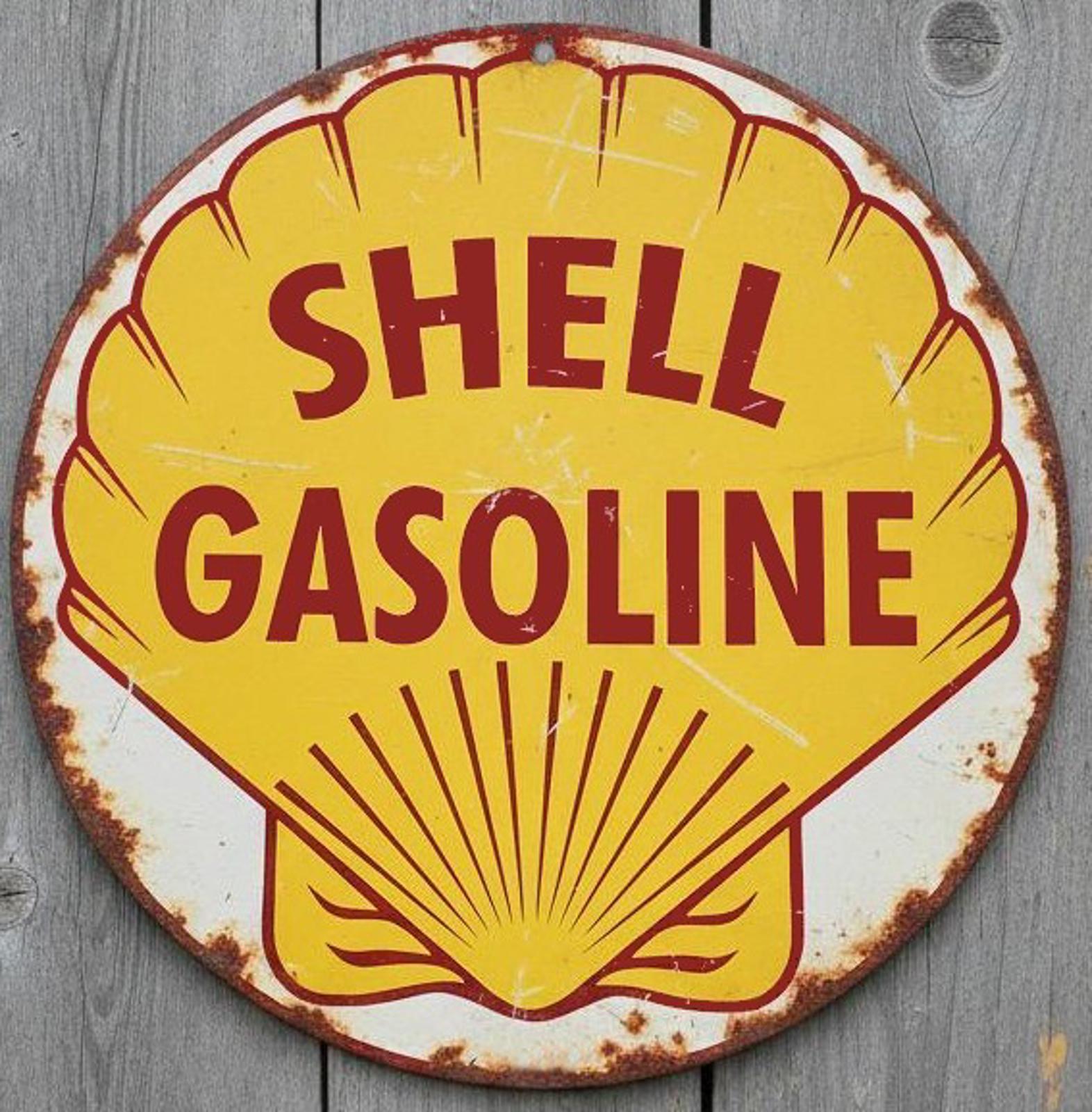 Shell Gasoline 8" Diameter Vintage Novelty Metal Sign Made In USA New!