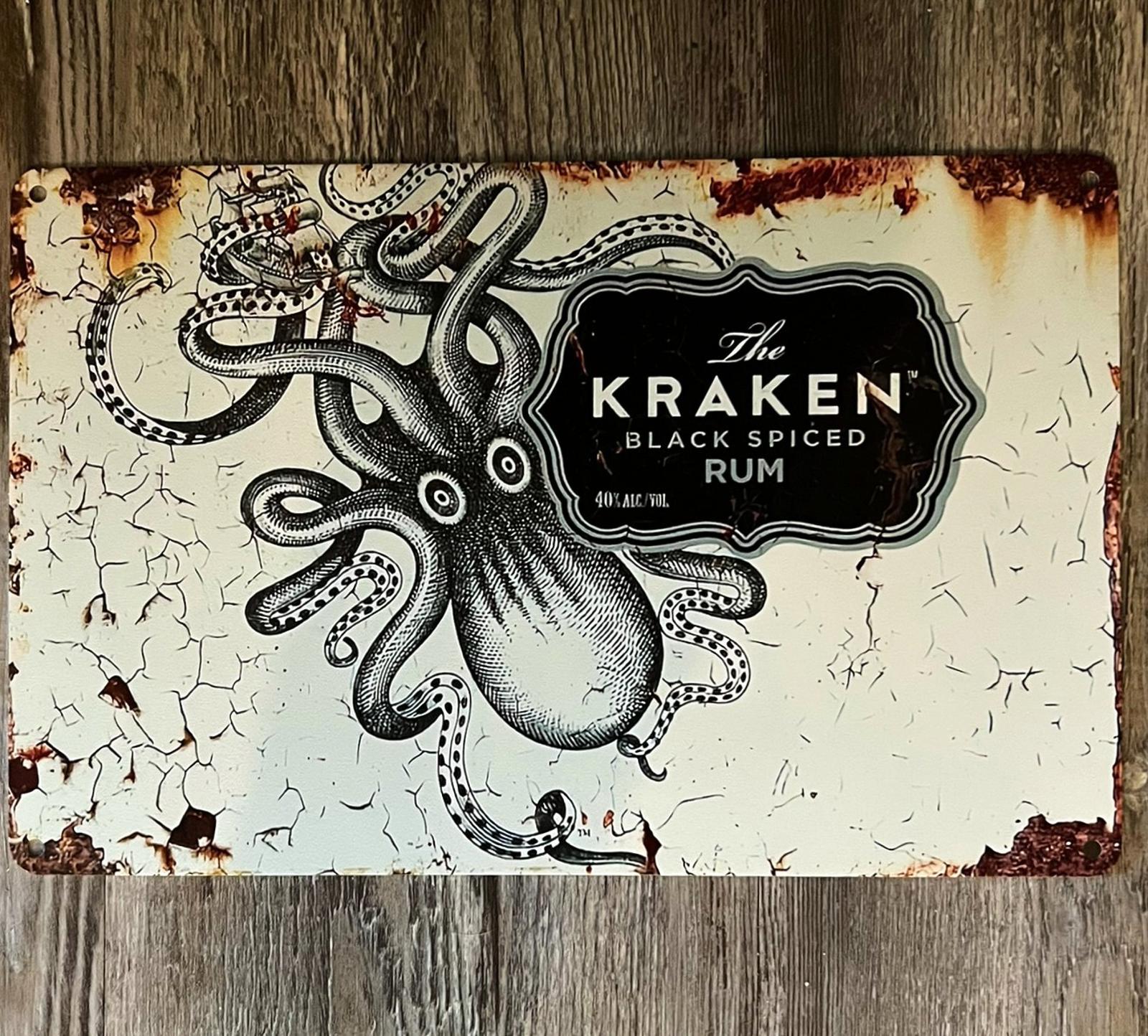 The Kraken Black Spiced Rum 8 x 12 Novelty Metal Sign New!