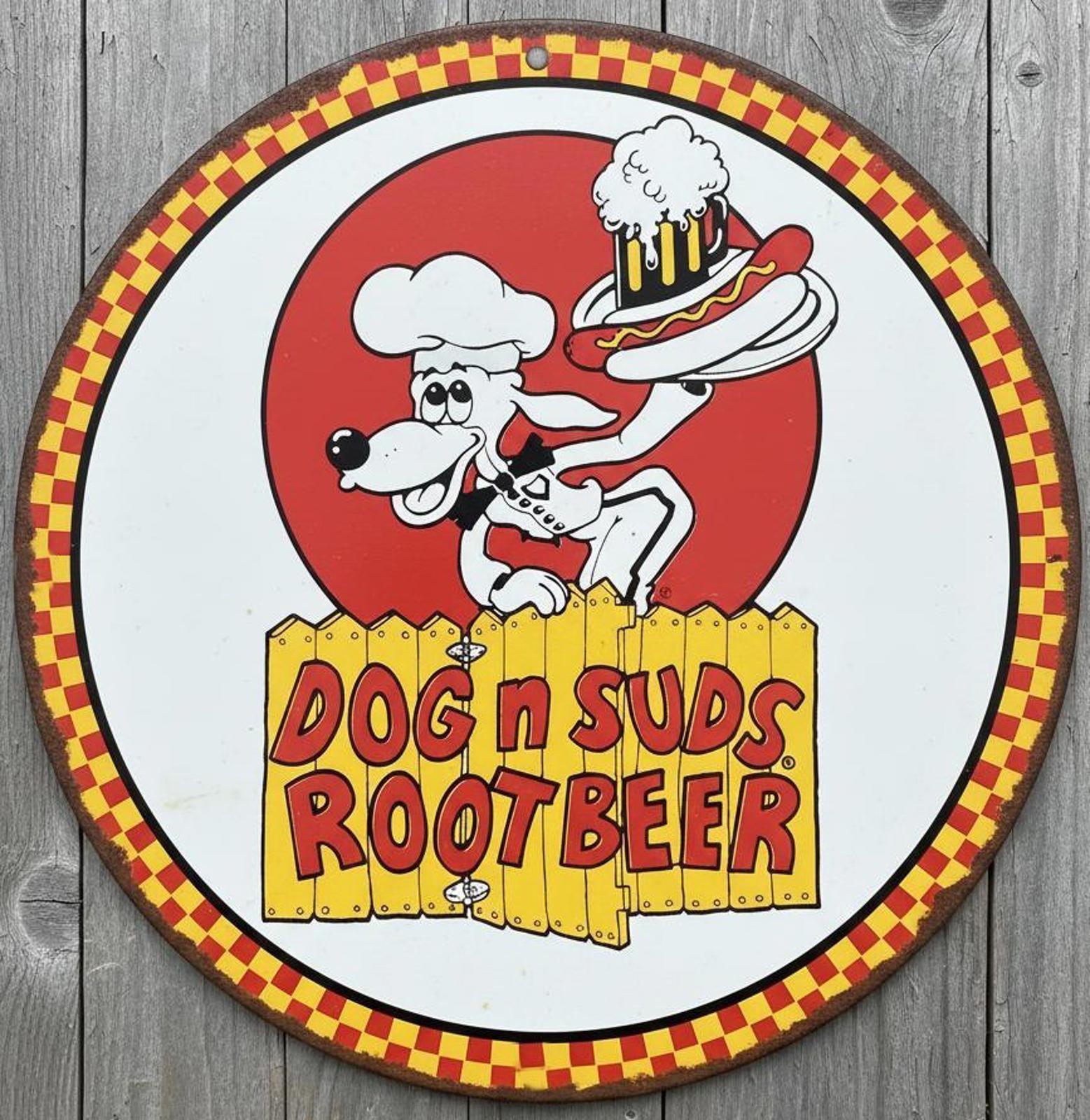 Dog N Suds Root Beer 8" Diameter Novelty Metal Sign Made In USA New!