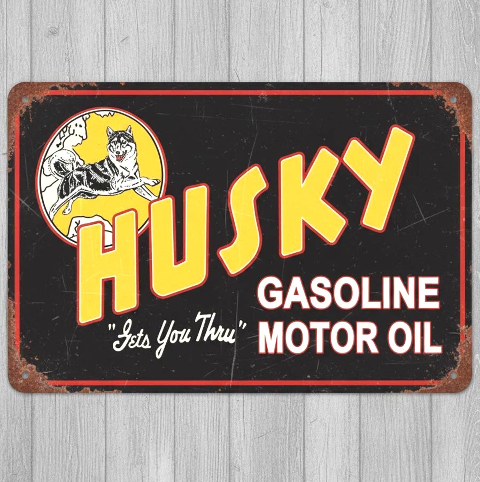 Husky Gasoline And Motor Oil 8 x 12 Vintage Novelty Metal Sign Made In USA New!
