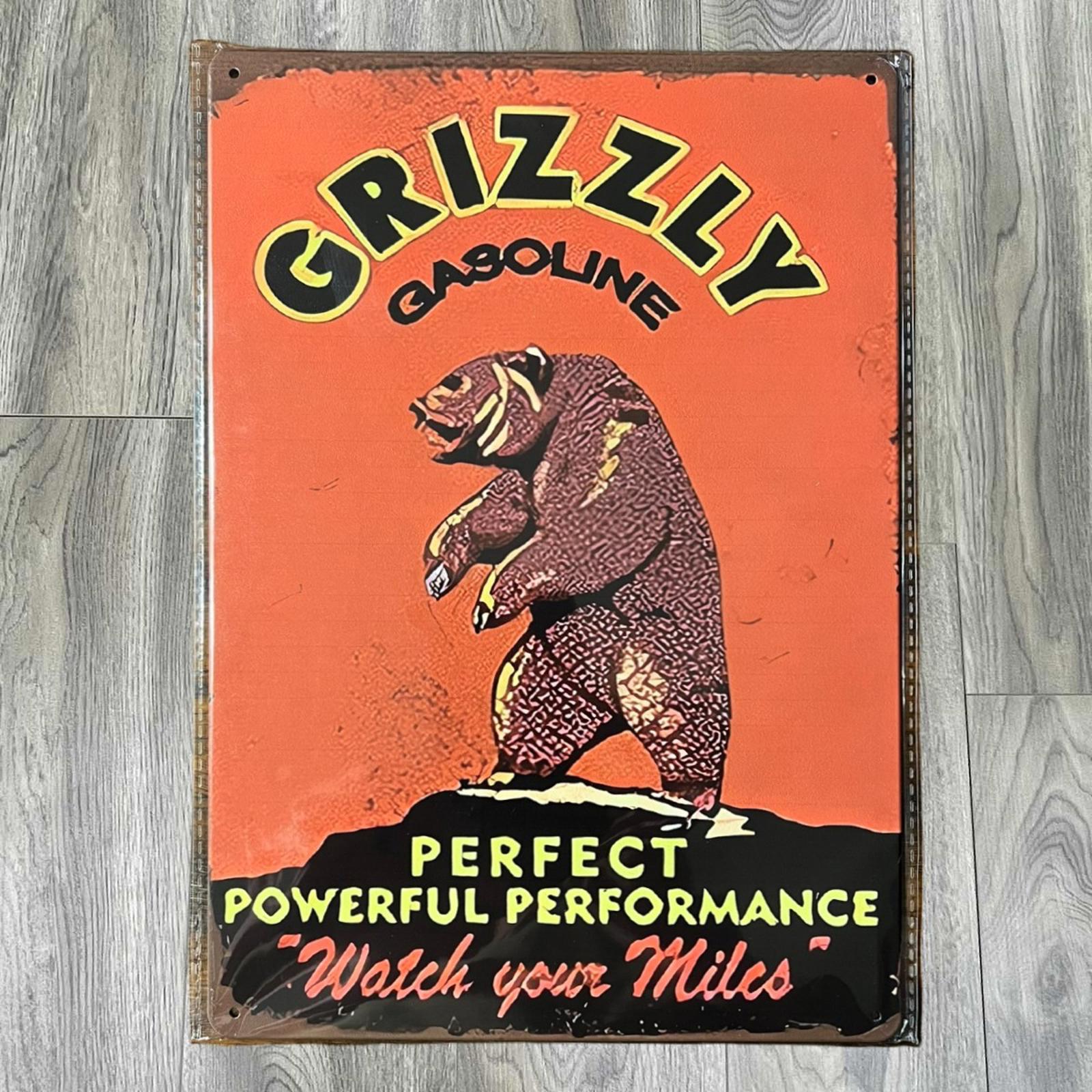 Grizzly Gasoline 8 x 12 Novelty Metal Sign Shrink-Wrapped New!