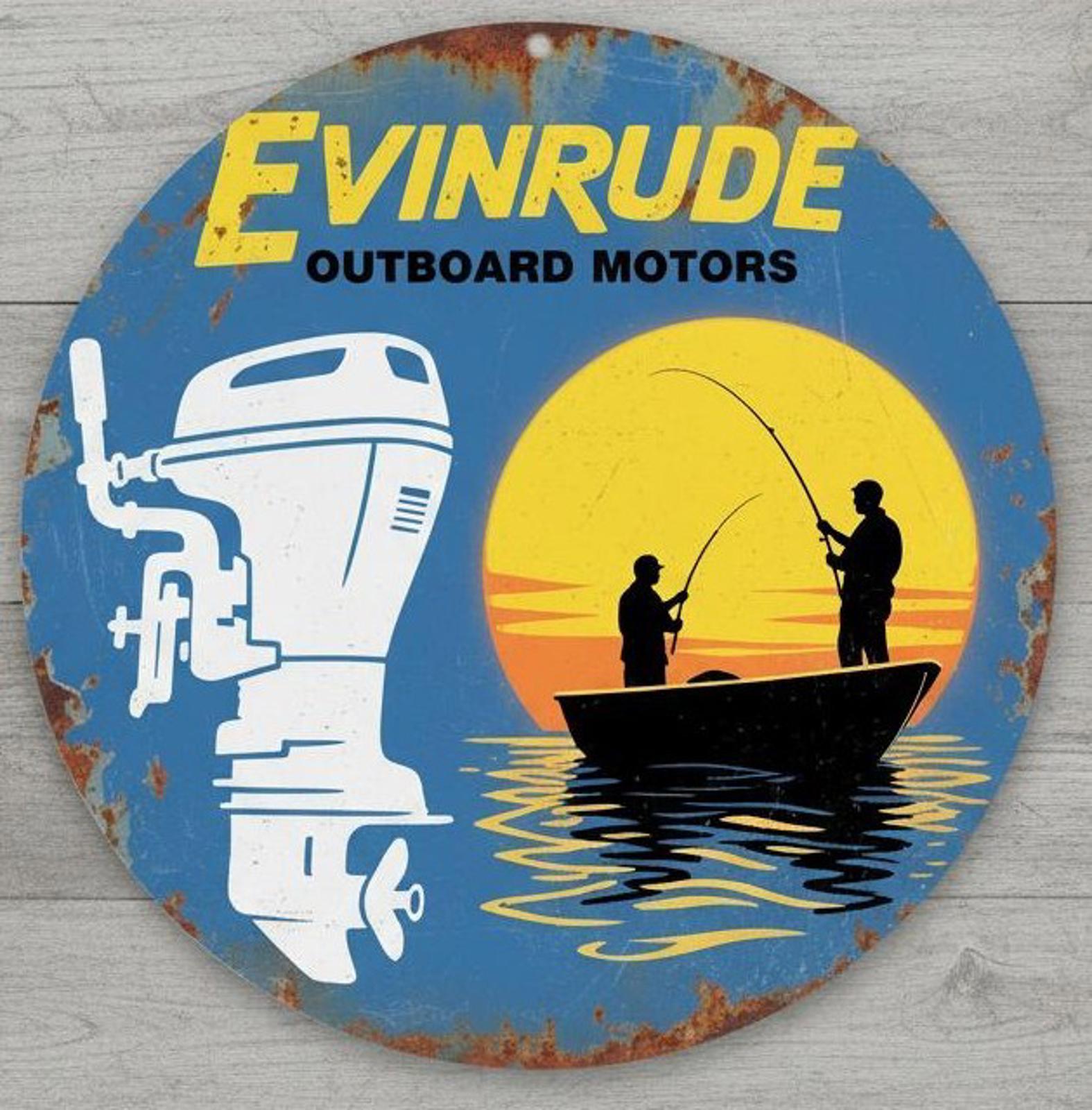 Evinrude Outboard Motors 12" Diameter Novelty Metal Sign Made In USA