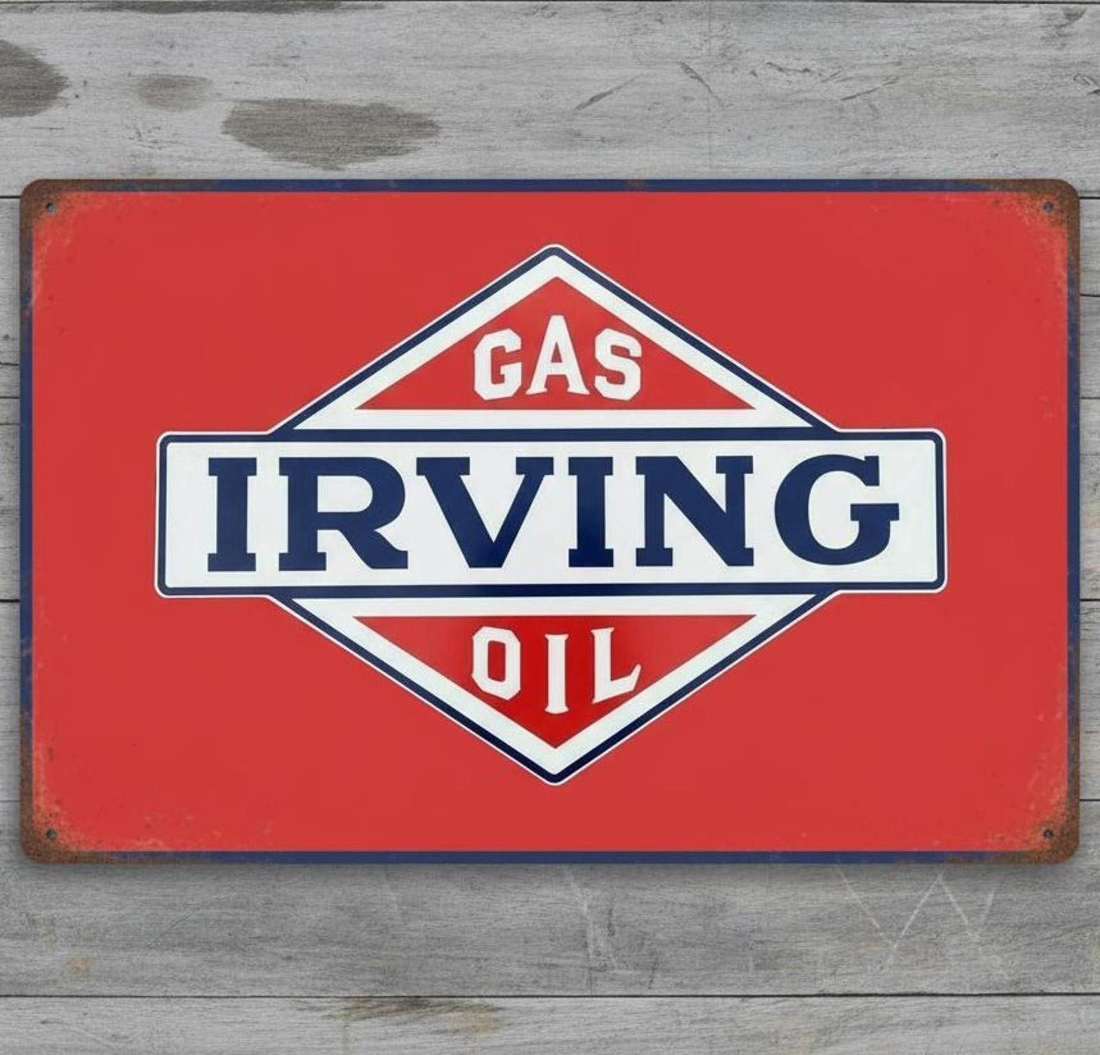Irving Gas & Oil 8 x 12 Vintage Novelty Metal Sign Made In USA New!