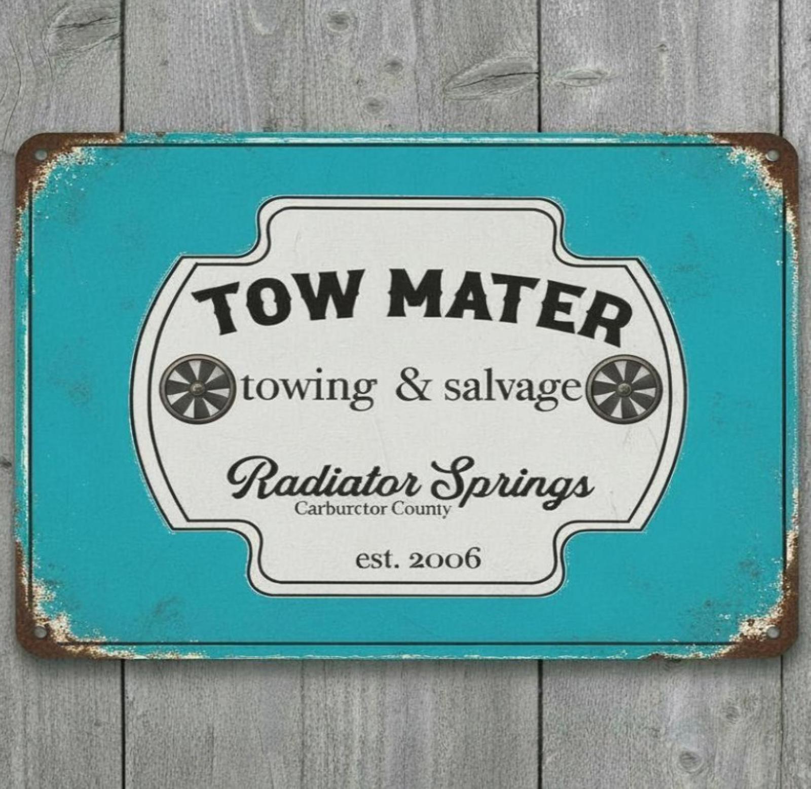 Tow-Mater Towing & Salvage 8 x 12 Vintage Novelty Metal Sign Made In USA