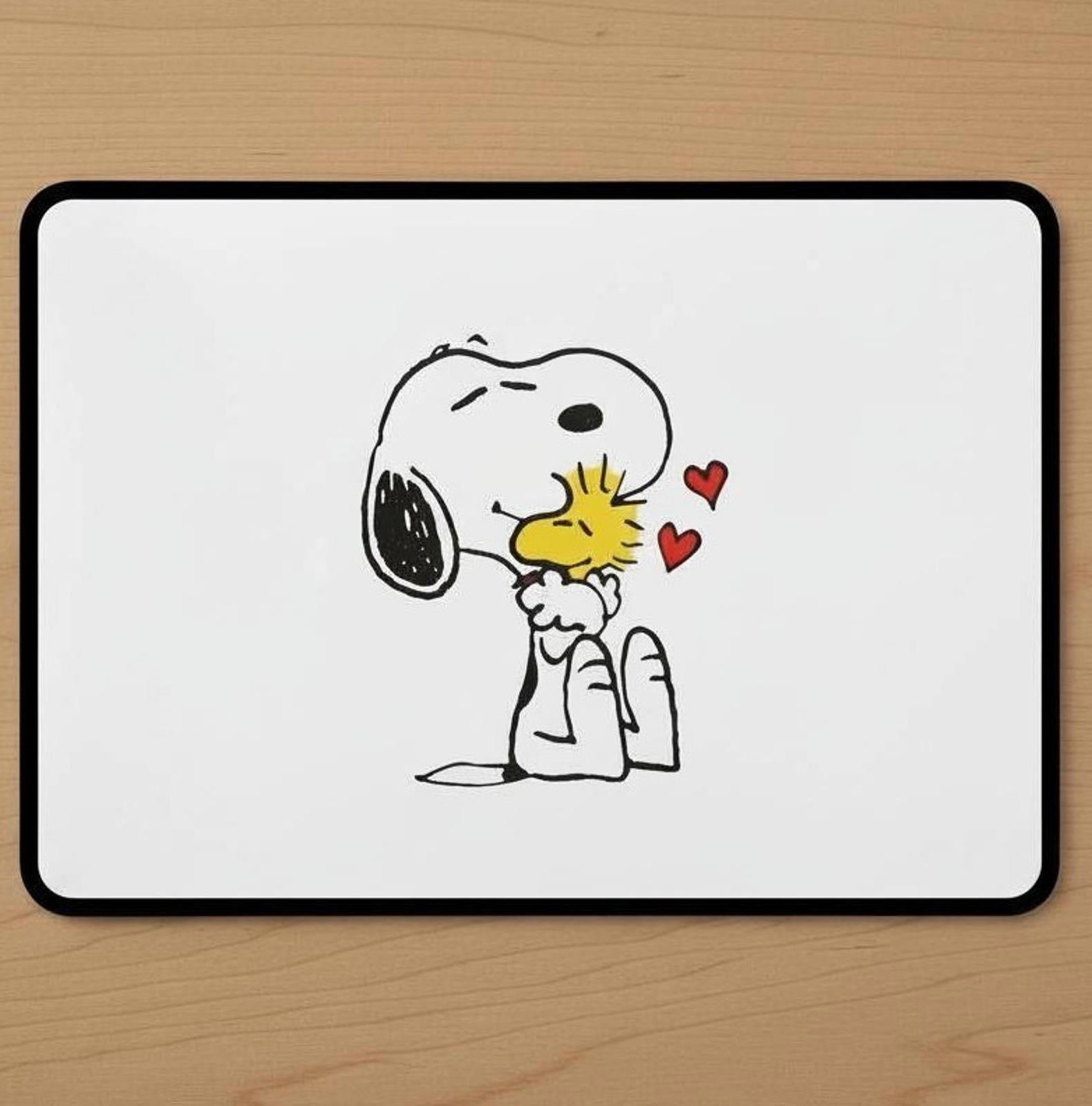Snoopy & Woodstock 9.5 x 8 Mouse Pad With Anti-Slip Rubber Backing Made In USA