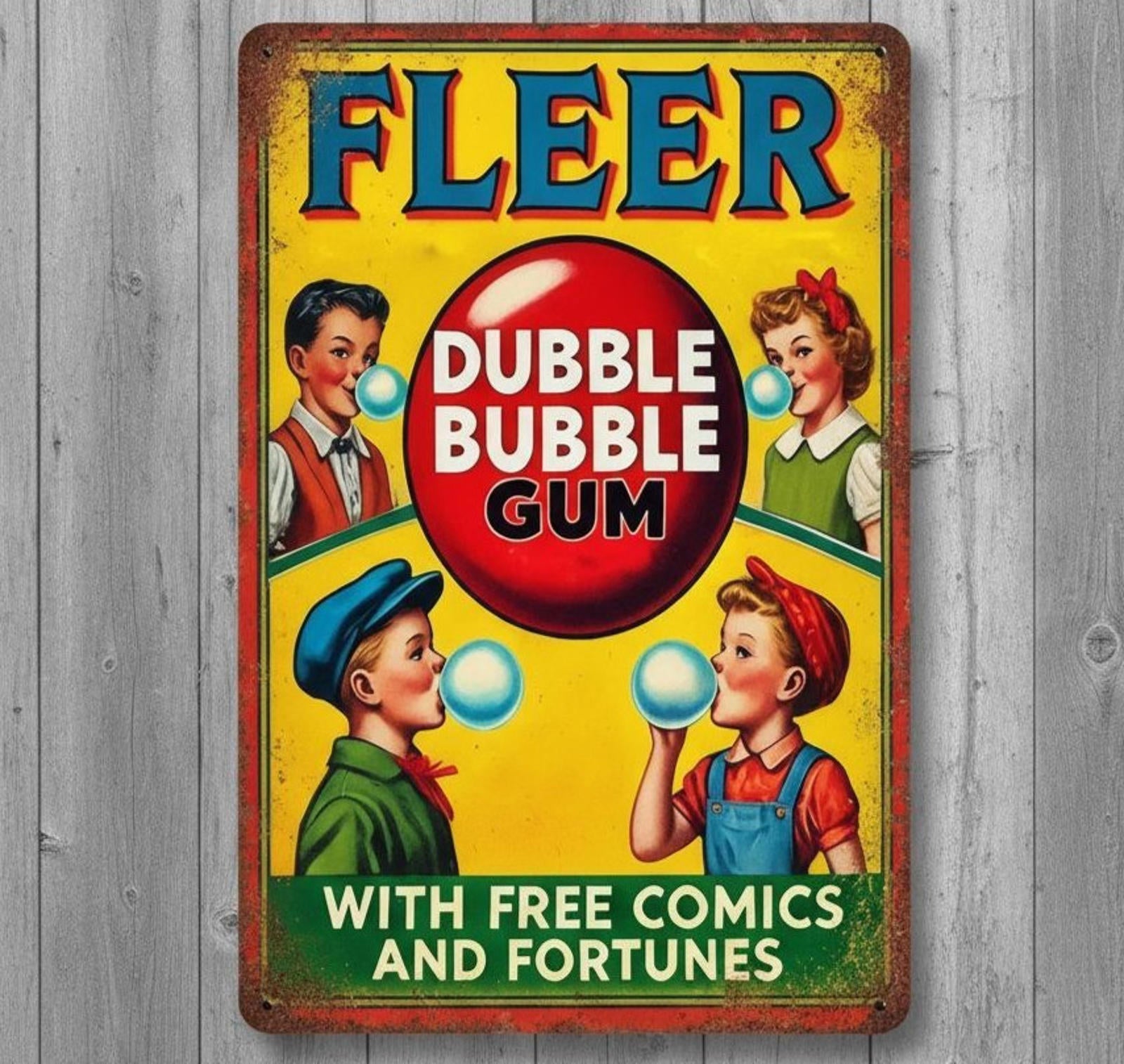 Fleer Dubble Bubble Gum 8 x 12 Novelty Metal Sign New Shrink-wrapped