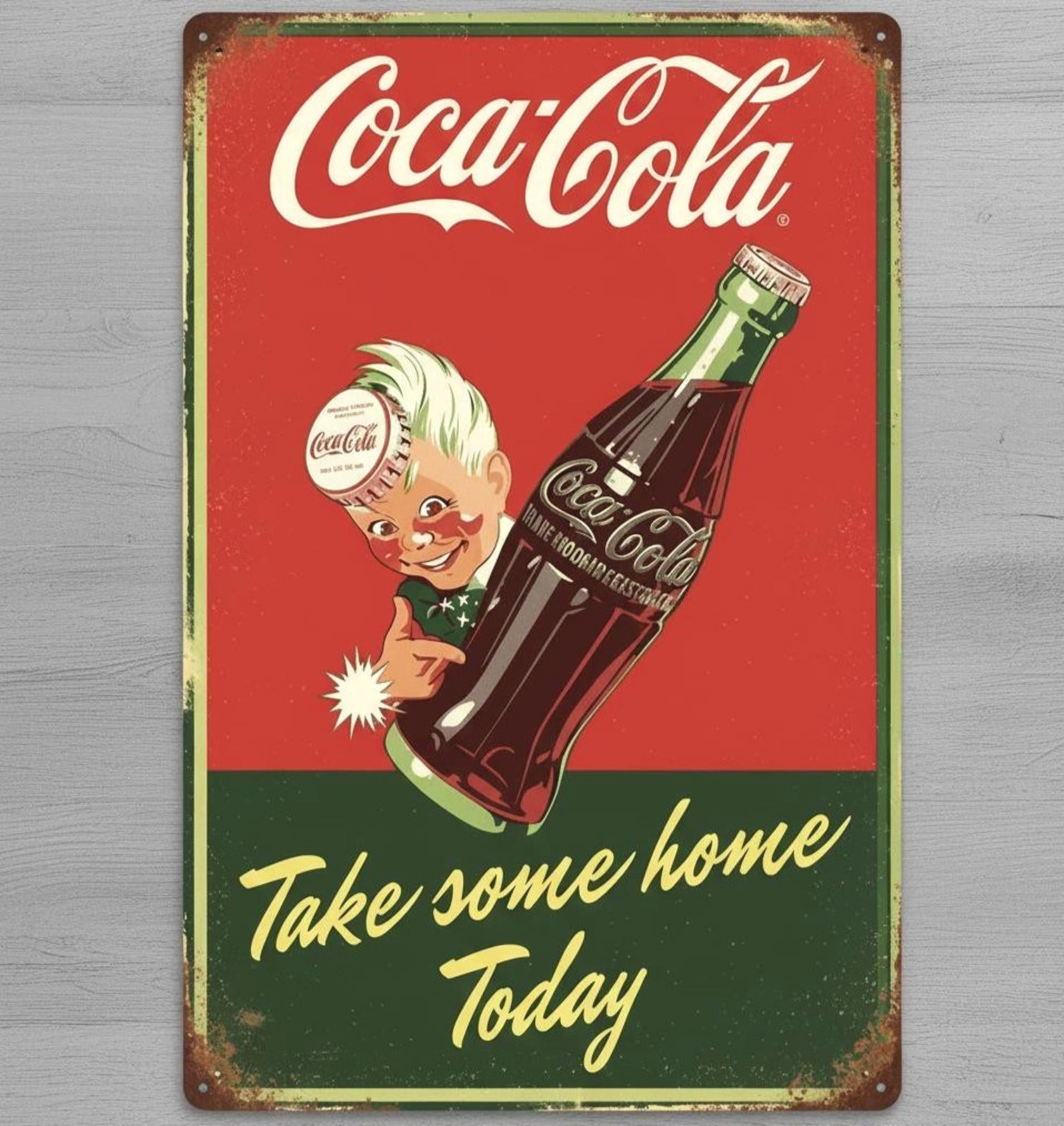 Coca-Cola Take Some Home Today 8 x 12 Novelty Metal Sign Made In USA New!