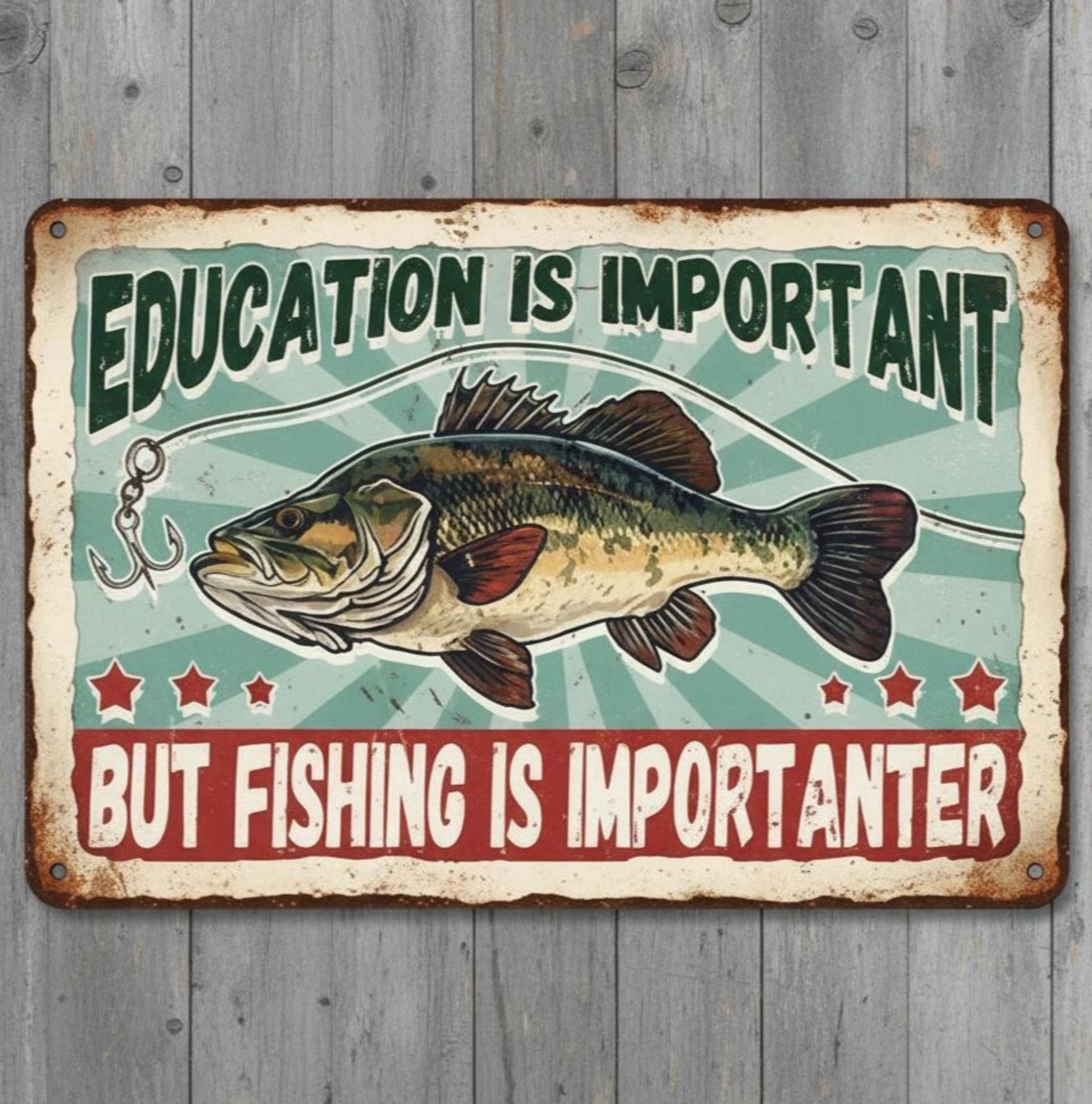 Fishing Is Imortanter Fishing Humor 8 x 12 Novelty Metal Sign Made In USA New!