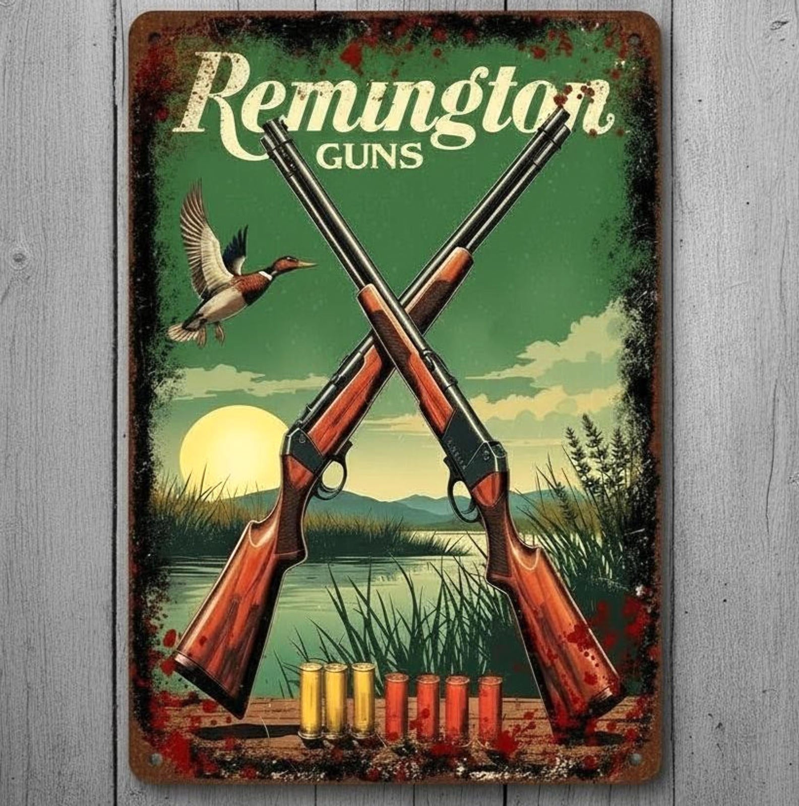 Remington Guns 8 x 12 Vintage Novelty Metal Sign Made In USA