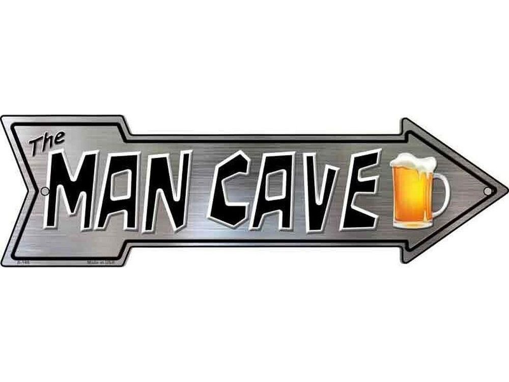 The Man Cave 17" x 5" Novelty Metal Arrow Sign Novelty Sign Style Your Walls